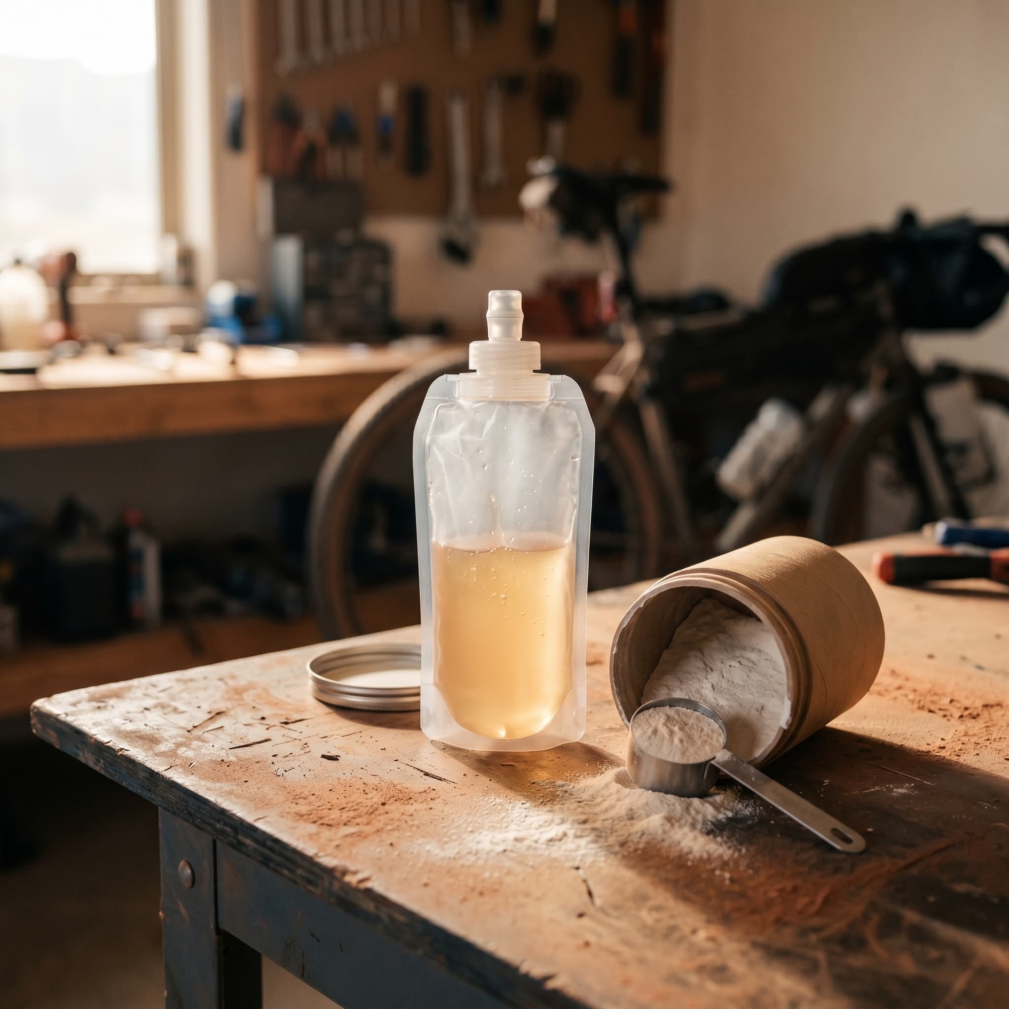 BASE GEL — Flask on workshop bench