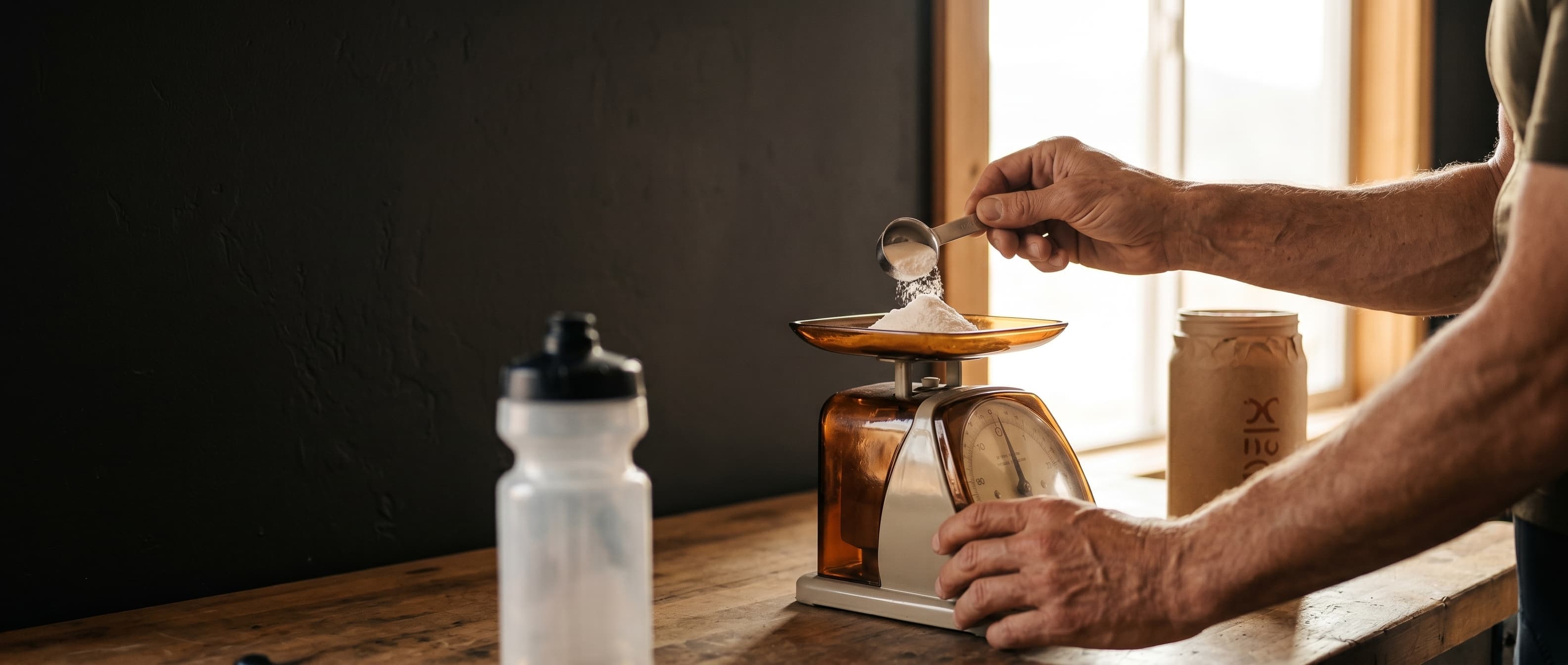 NUTRITION — Hands at the bench, golden hour